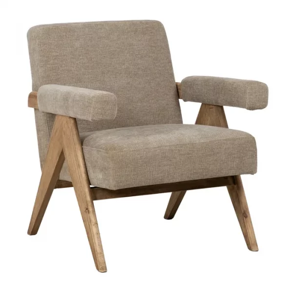 SILLÓN BEIGE TEJIDO-MADERA SALÓN 74 X 76 X 85 CM - Imagen 2