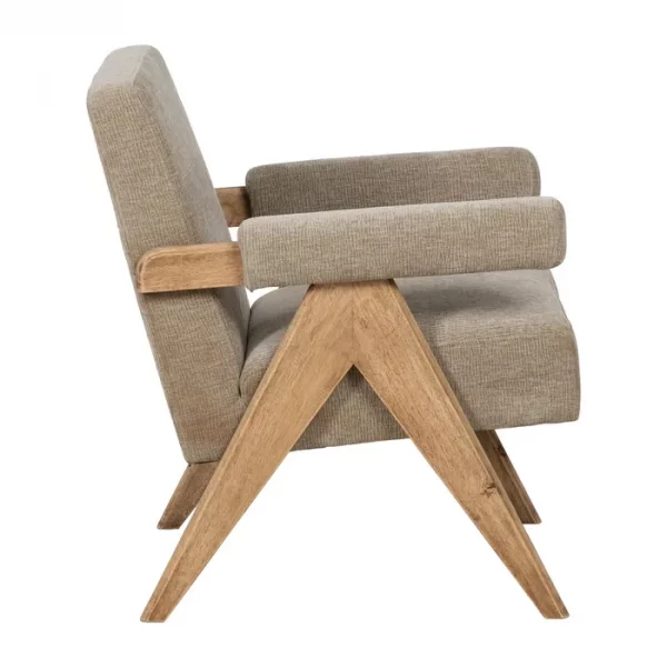 SILLÓN BEIGE TEJIDO-MADERA SALÓN 74 X 76 X 85 CM - Imagen 3
