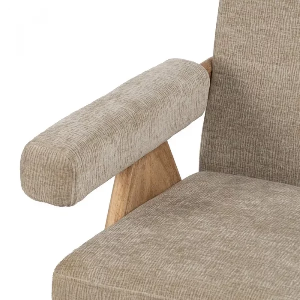 SILLÓN BEIGE TEJIDO-MADERA SALÓN 74 X 76 X 85 CM - Imagen 6