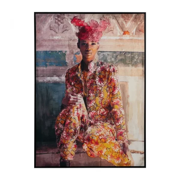 CUADRO IMPRESIÓN MUJER TEJIDO DECORACIÓN 103 X 143 CM