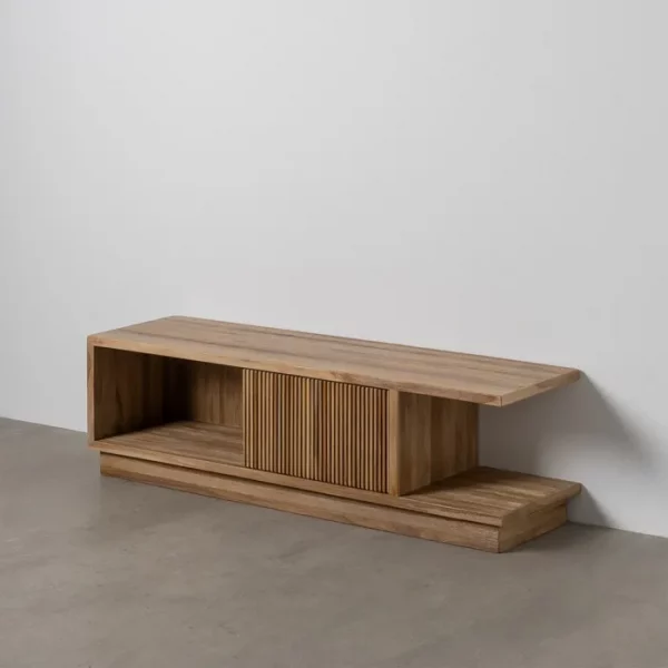 MUEBLE TV NATURAL MADERA DE TECA SALÓN 135 X 35 X 39 CM - Imagen 2