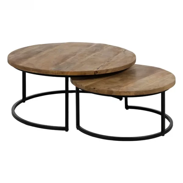 S/2 MESA CENTRO MARRÓN-NEGRO 90 X 90 X 40 CM - Imagen 2