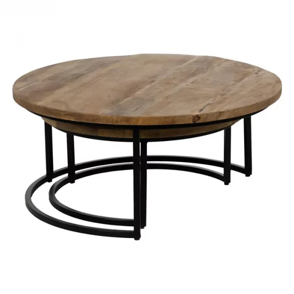 S/2 MESA CENTRO MARRÓN-NEGRO 90 X 90 X 40 CM - Imagen 3