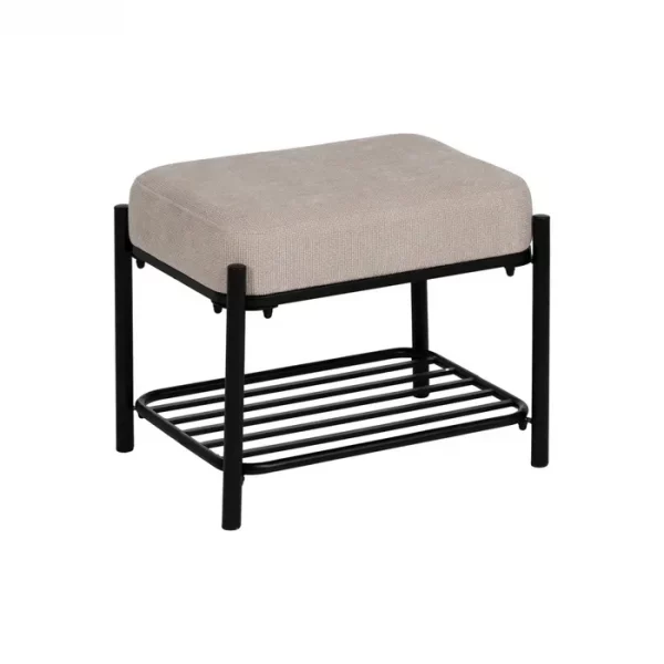BANQUETA BEIGE TEJIDO-METAL 51 X 37 X 45 CM - Imagen 2