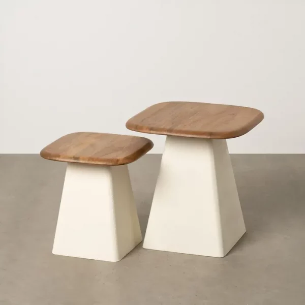 S/2 MESA AUXILIAR MADERA-METAL SALÓN 50 X 50 X 52 CM - Imagen 11