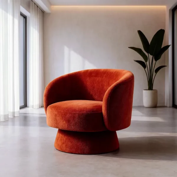 SILLÓN GIRATORIO TERRACOTA TEJIDO SALÓN 78 X 79 X 77 CM