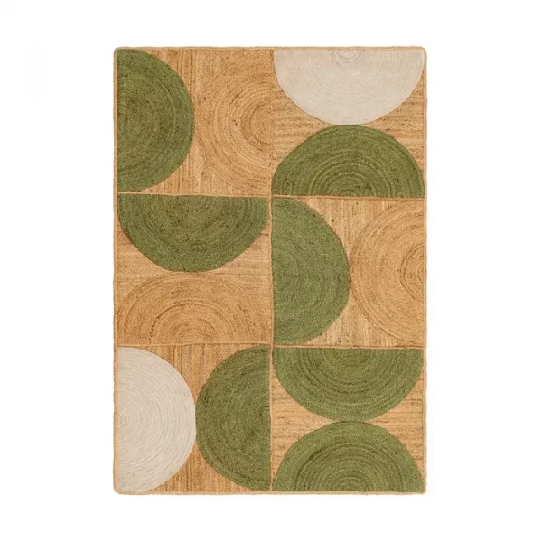 ALFOMBRA NATURAL-VERDE YUTE DECORACIÓN 160 X 230 CM