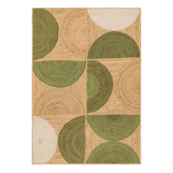 ALFOMBRA NATURAL-VERDE YUTE DECORACIÓN 200 X 290 CM