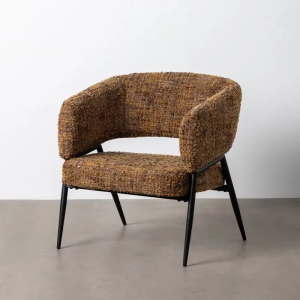 SILLÓN JASPEADO MARRÓN TEJIDO-METAL 71 X 70 X 75 CM - Imagen 2