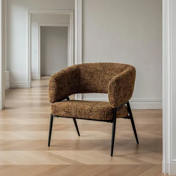 SILLÓN JASPEADO MARRÓN TEJIDO-METAL 71 X 70 X 75 CM