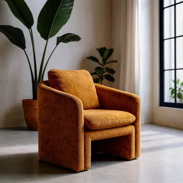 SILLÓN OCRE TEJIDO-MADERA 76 X 68 X 81 CM
