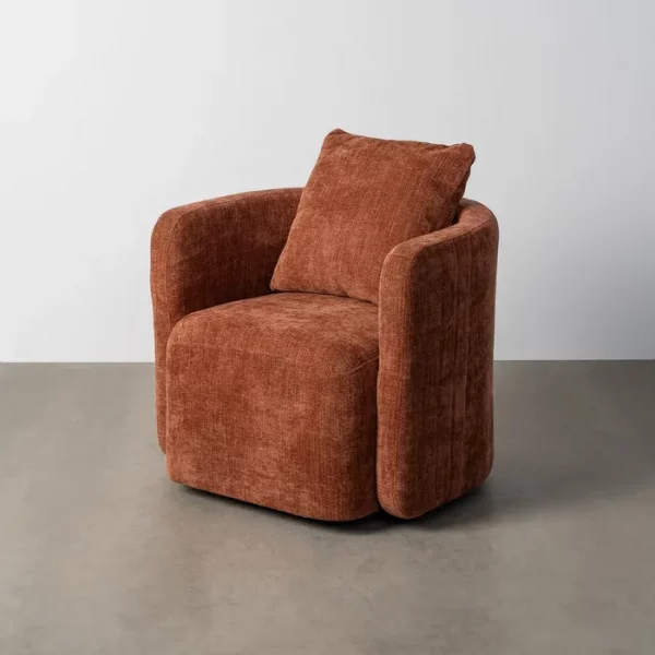 SILLÓN GIRATORIO TEJA TEJIDO-MADERA 76 X 70 X 84 CM - Imagen 2