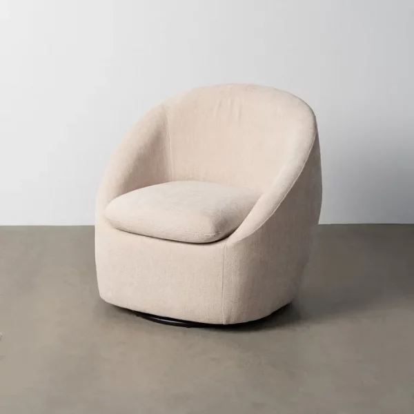 SILLÓN GIRATORIO BEIGE TEJIDO-MADERA 72 X 63 X 73 CM - Imagen 2