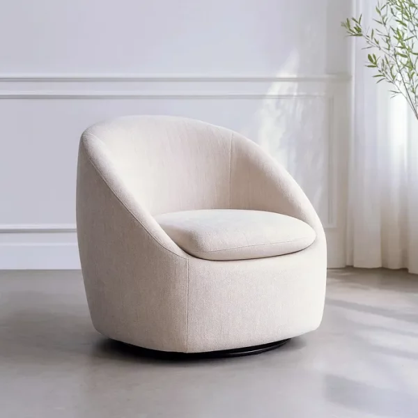 SILLÓN GIRATORIO BEIGE TEJIDO-MADERA 72 X 63 X 73 CM