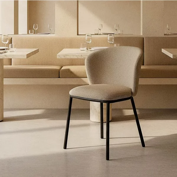 SILLA ESPIGA BEIGE TEJIDO-METAL SALÓN 55 X 55 X 78 CM