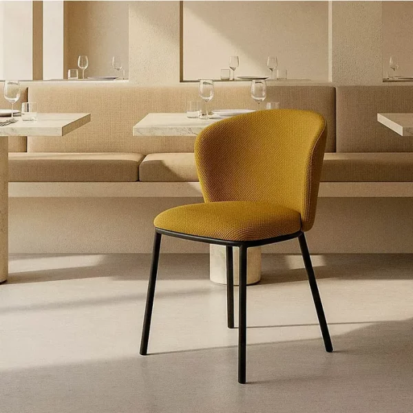 SILLA ESPIGA MOSTAZA TEJIDO-METAL SALÓN 55 X 55 X 78 CM