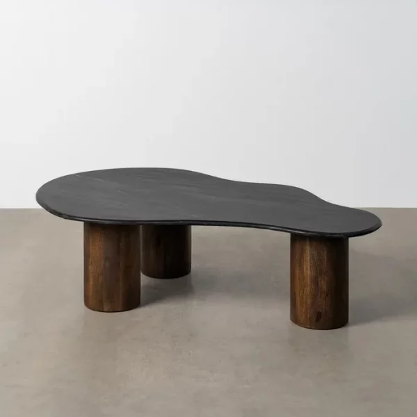 MESA CENTRO NEGRO-MARRÓN MÁRMOL/MADERA 135 X 80 X 37 CM