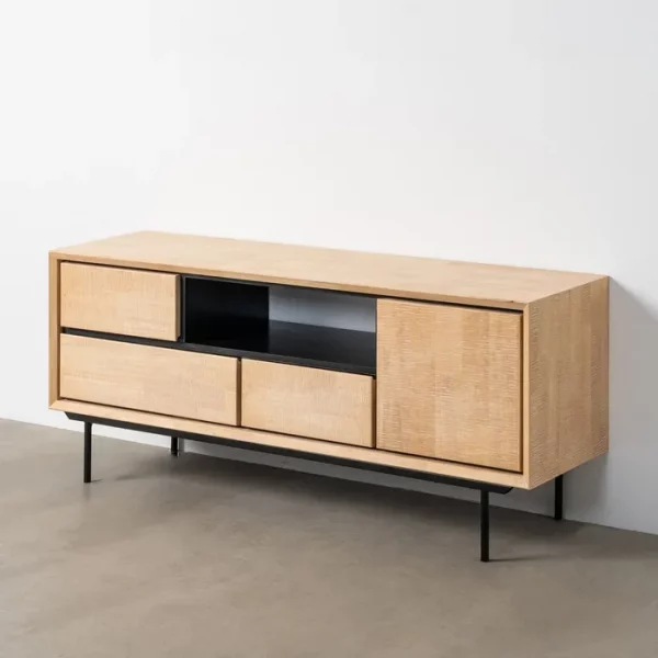 MUEBLE TV NATURAL-NEGRO MADERA-METAL 148 X 40 X 62 CM