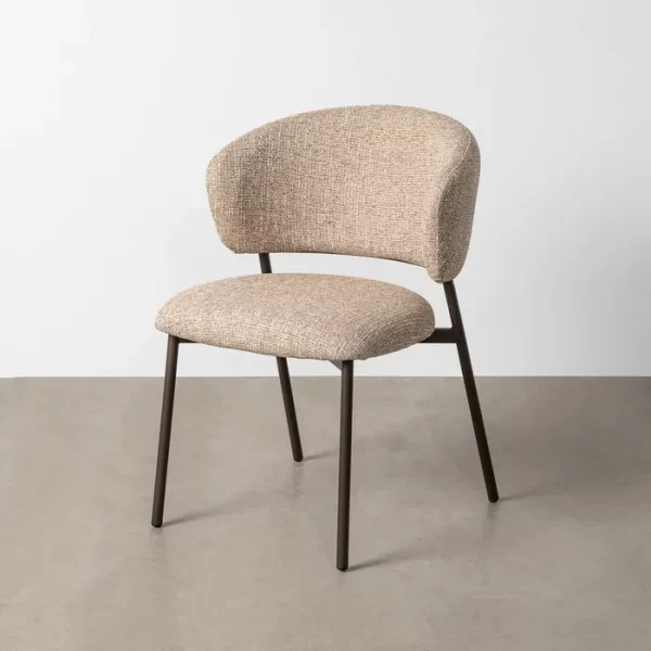 SILLA JASPEADO BEIGE-MARRÓN TEJIDO-METAL 57 X 60 X 81 CM