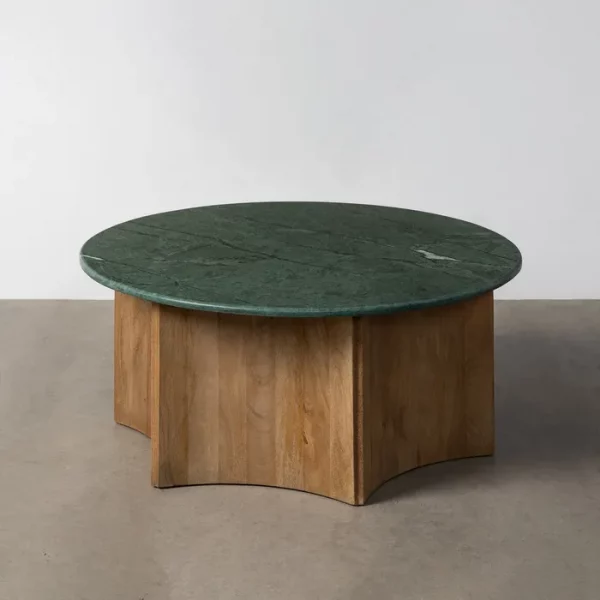 MESA CENTRO NATURAL-VERDE MADERA-MÁRMOL 97 X 97 X 41 CM