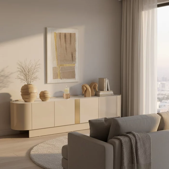 MESA TV MADERA BEIGE 4 PUERTAS 180X40X48CM