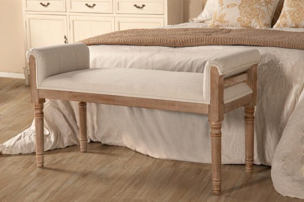 PIE DE CAMA TACHUELAS PATAS MADERA 108x41x59 CM - Imagen 5