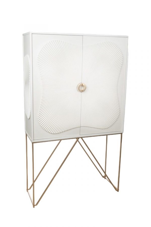 MUEBLE 2 P. ALTO MADERA SOP. METAL DORADO 100X35X170CM - Imagen 3