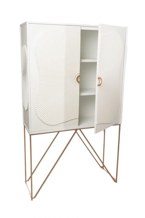 MUEBLE 2 P. ALTO MADERA SOP. METAL DORADO 100X35X170CM - Imagen 4