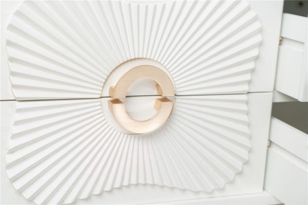 MUEBLE 6C. MADERA SOP. METAL DORADO 120X38X54CM - Imagen 4