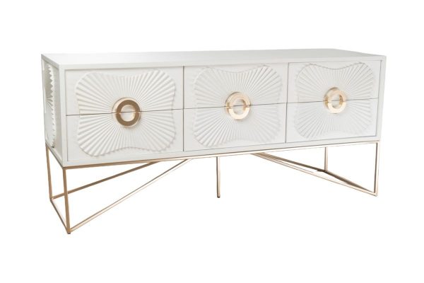 MUEBLE 6C. MADERA SOP. METAL DORADO 120X38X54CM - Imagen 2