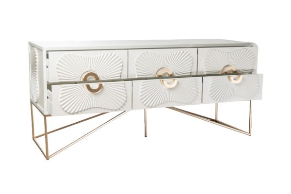 MUEBLE 6C. MADERA SOP. METAL DORADO 120X38X54CM - Imagen 3