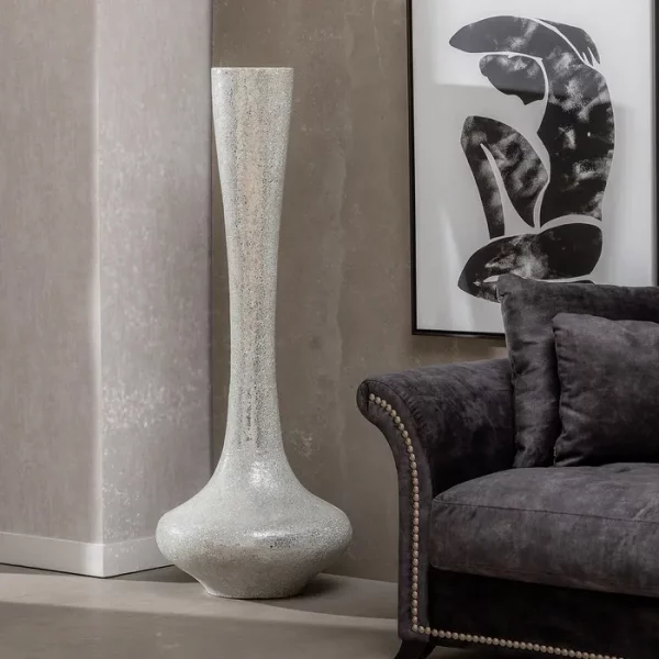 JARRÓN BLANCO FIBRA DE VIDRIO DECORACIÓN 54 X 54 X 154 CM