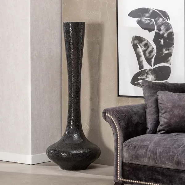 JARRÓN NEGRO FIBRA DE VIDRIO DECORACIÓN 54 X 54 X 154 CM