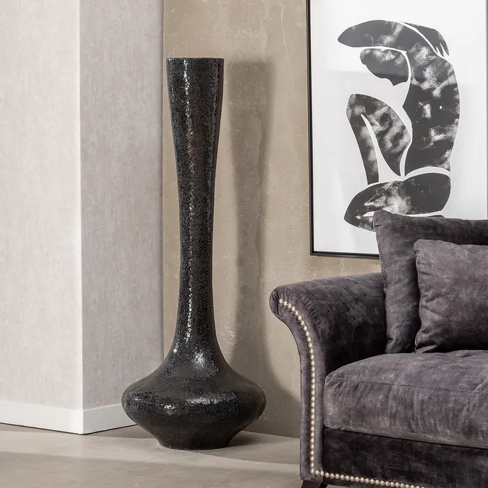 JARRÓN NEGRO FIBRA DE VIDRIO DECORACIÓN 54 X 54 X 154 CM