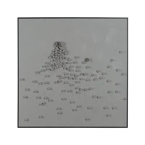 CUADRO ABSTRACTO BLANCO-PLATA 100 X 100 CM