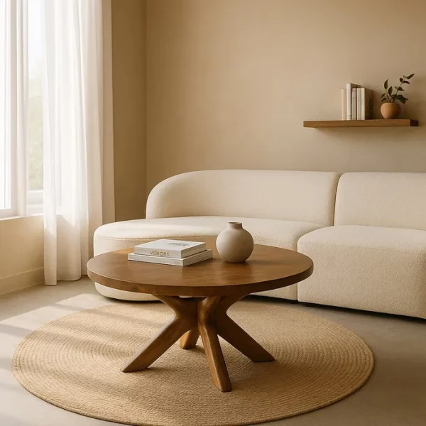 MESA CENTRO MADERA DE MANGO SALÓN 100 X 100 X 46 CM