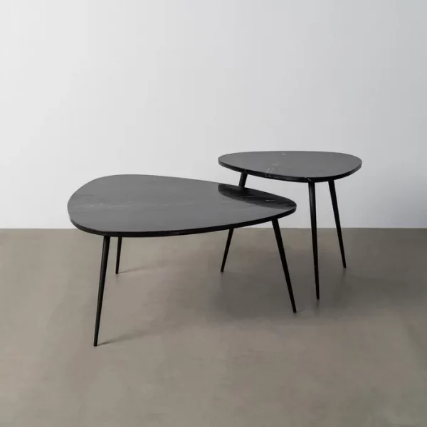 S/2 MESA CENTRO NEGRO MÁRMOL SALÓN 87 X 81 X 41 CM