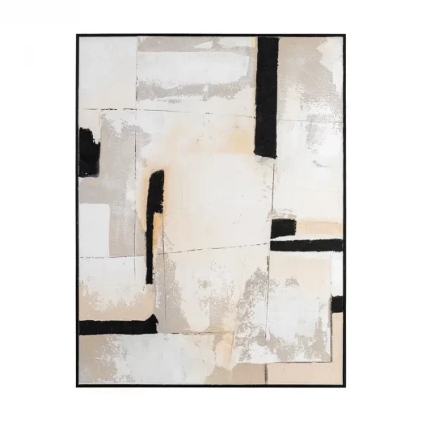 CUADRO PINTURA BEIGE-NEGRO-BLANCO 90 X 4,50 X 120 CM