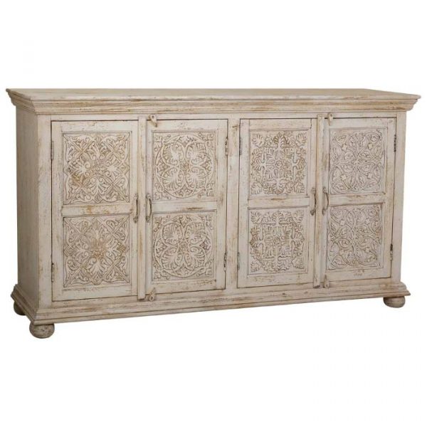 APARADOR MADERA MANGO TALLADA BEIGE 169X39X91CM