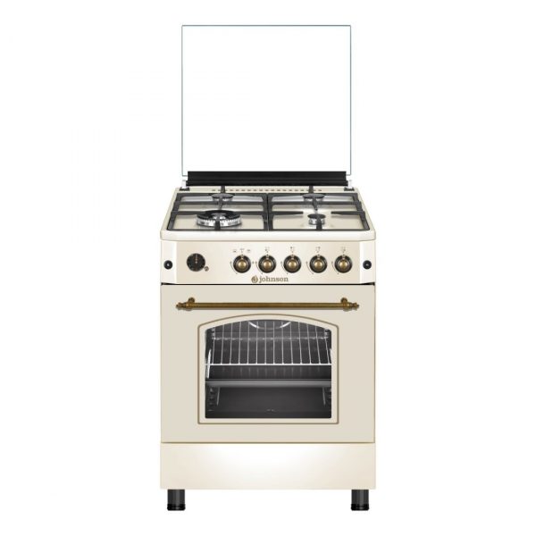 COCINA GAS BUTANO JOHNSON 60CM RÚSTICA CREMA CONA60BRC