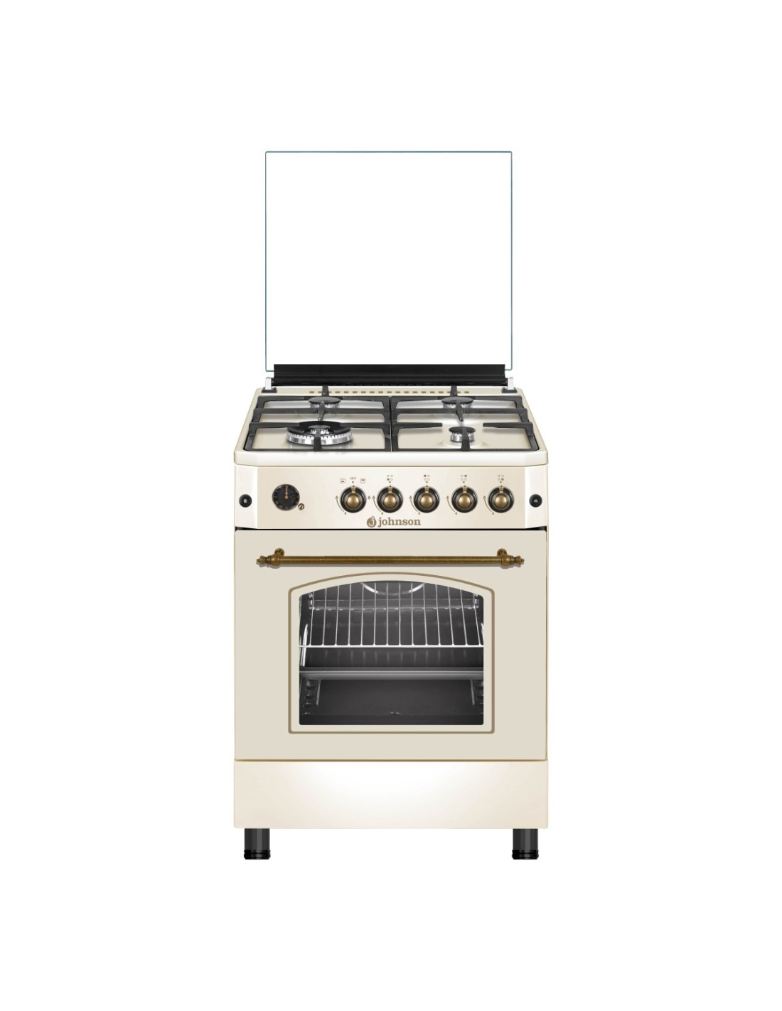 COCINA GAS BUTANO JOHNSON 60CM RÚSTICA CREMA CONA60BRC