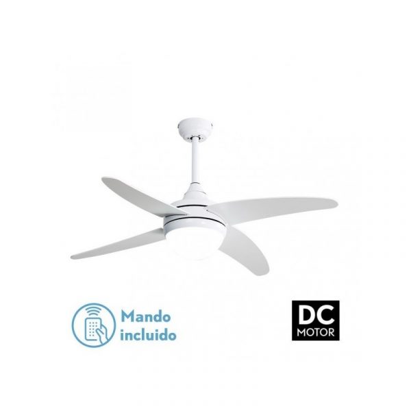 VENTILADOR 2XE27 DC KLOD BLANCO 4 ASP.6 VEL.117D C/REMOTO Y TEMPORIZADOR