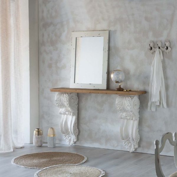 RECIBIDOR MADERA BLANCO 153X32,5X93CM