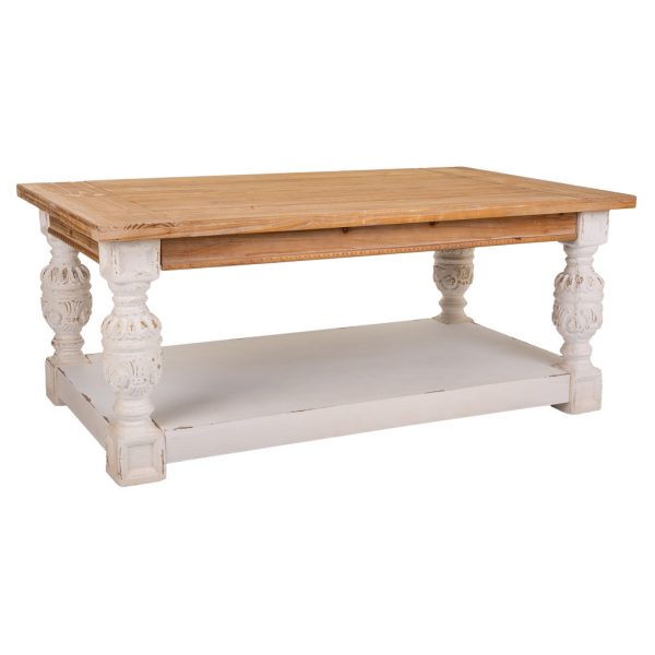 MESA CENTRO MADERA TALLADA 120X70X50CM