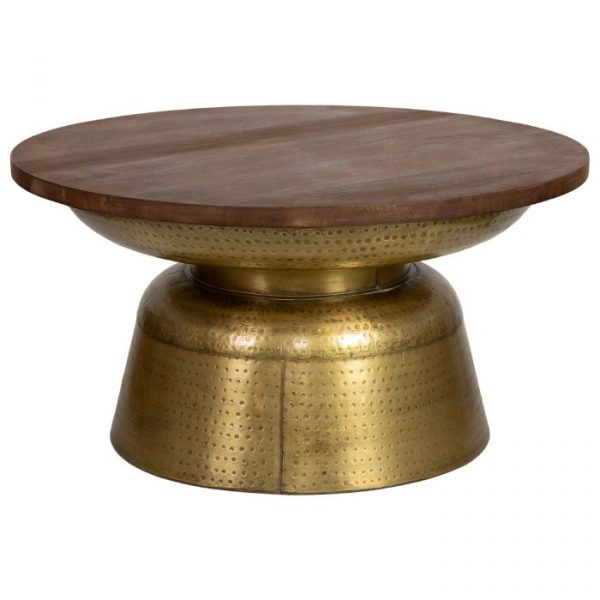 MESA CENTRO MADERA METAL NATURAL 80X80X41CM