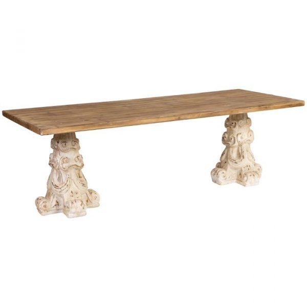 MESA MADERA MAGNESIO MARRÓN BLANCO 240X95X78CM