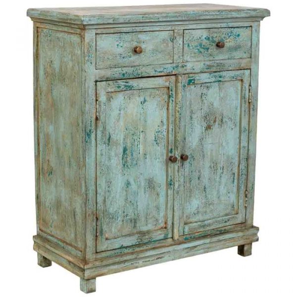 RECIBIDOR MADERA MANGO TURQUESA 85X40X100CM