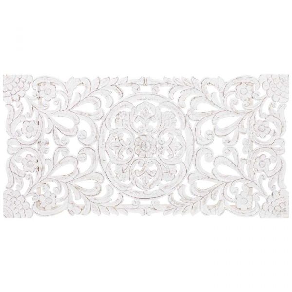 CABECERO MADERA TALLADA BLANCO 180X90X2,5CM