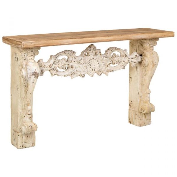 RECIBIDOR MADERA Y MAGNESIO BLANCO 146X32X90CM