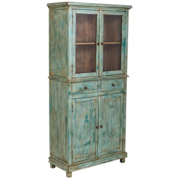 VITRINA MADERA MANGO TURQUESA 85X40X180CM